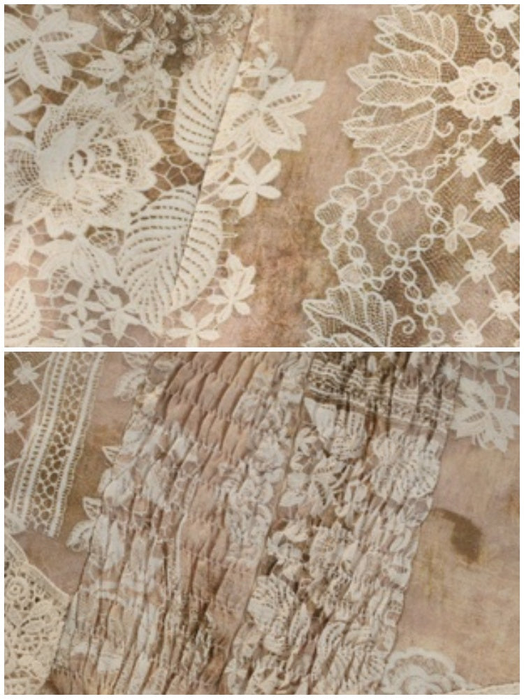 Elegant Vintage Crew Neck Love Cut-Out Lace Short Sleeve Tops【s0000013575】