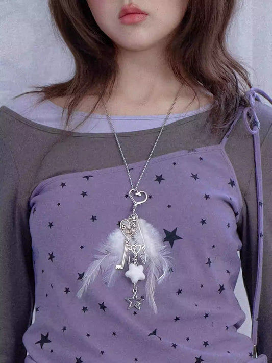 Angel Feather Keychain Necklace【s0000013809】