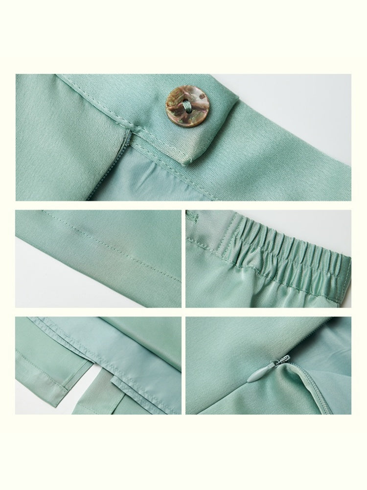 "Colorful Time Box" Satin Glossy Texture Philosophical Skirt【s0000013820】