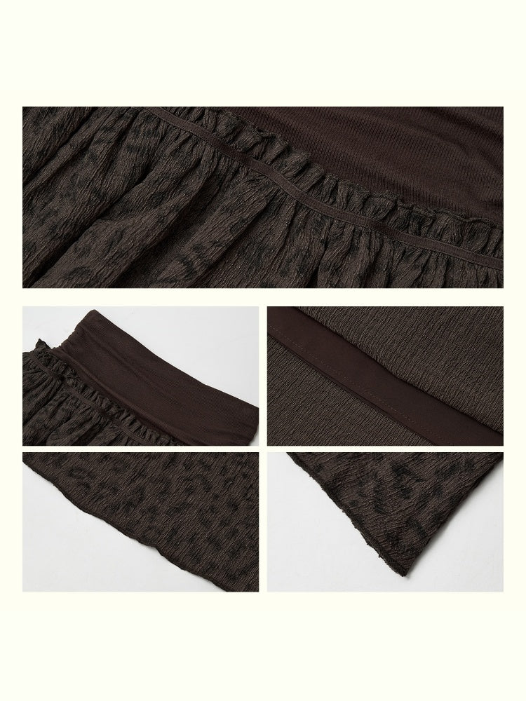 "Honey Spotted" Retro Patchwork Knitted Leopard Print Skirt【s0000013841】