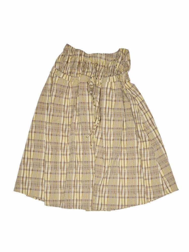 Plaid Backless Swing Collar Halter Neck Vest & Drawstring Midi Skirt Set【s0000013848】