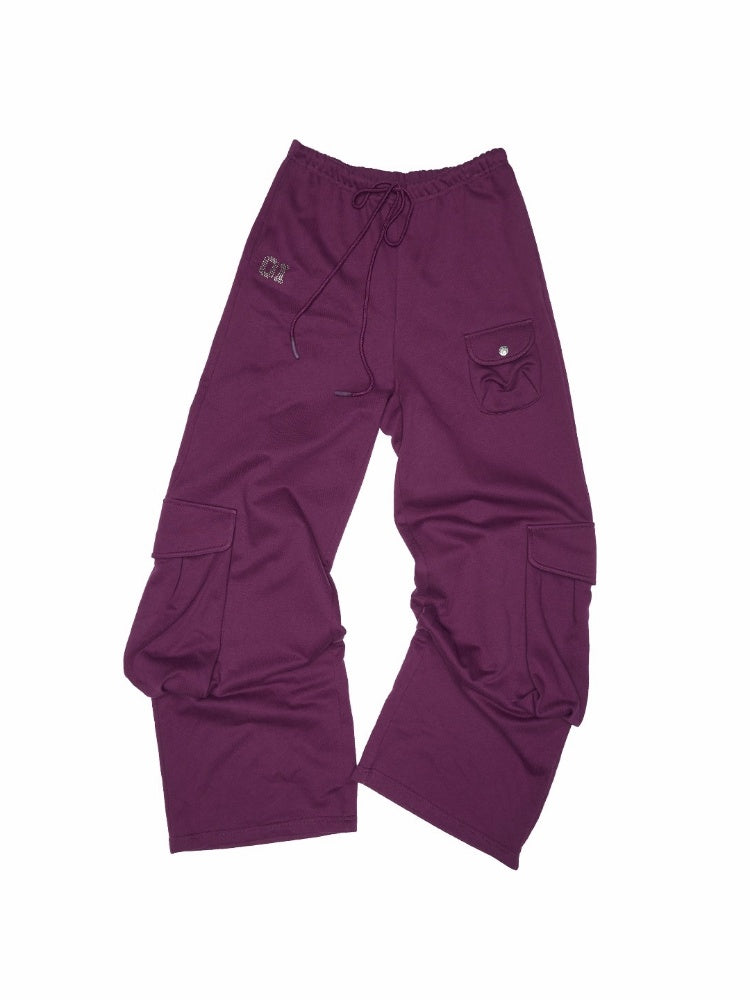 Numbered Zip-Up Sweatshirt Hoodie & Loose Straight Lace-up Wide-Leg Pants Set【s0000013851】