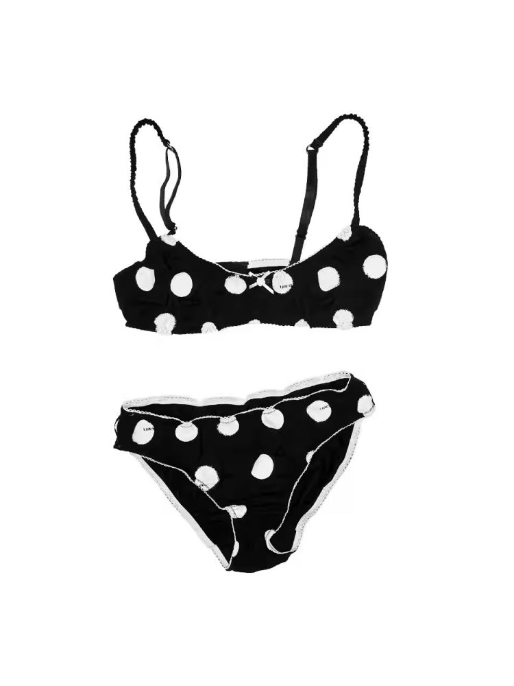 Polka Dot Ruffle Lingerie Non-Wire Bra Set【s0000014220】