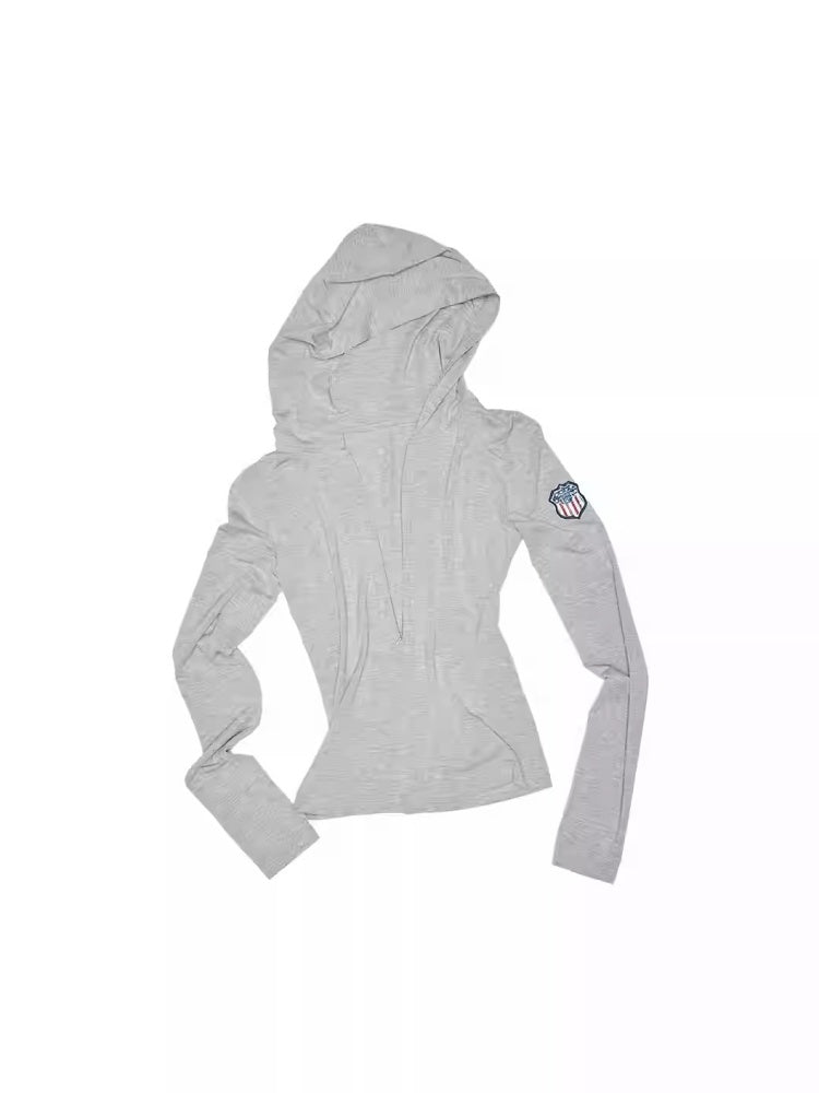 Hooded Chest Zipper Skinny Long Sleeve T-Shirt【s0000014239】