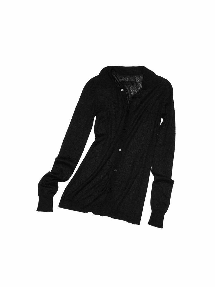 Mohair Ultra-Thin Basic Solid Color Knitted Slightly Transparent Lazy Slim Cardigan【s0000014266】