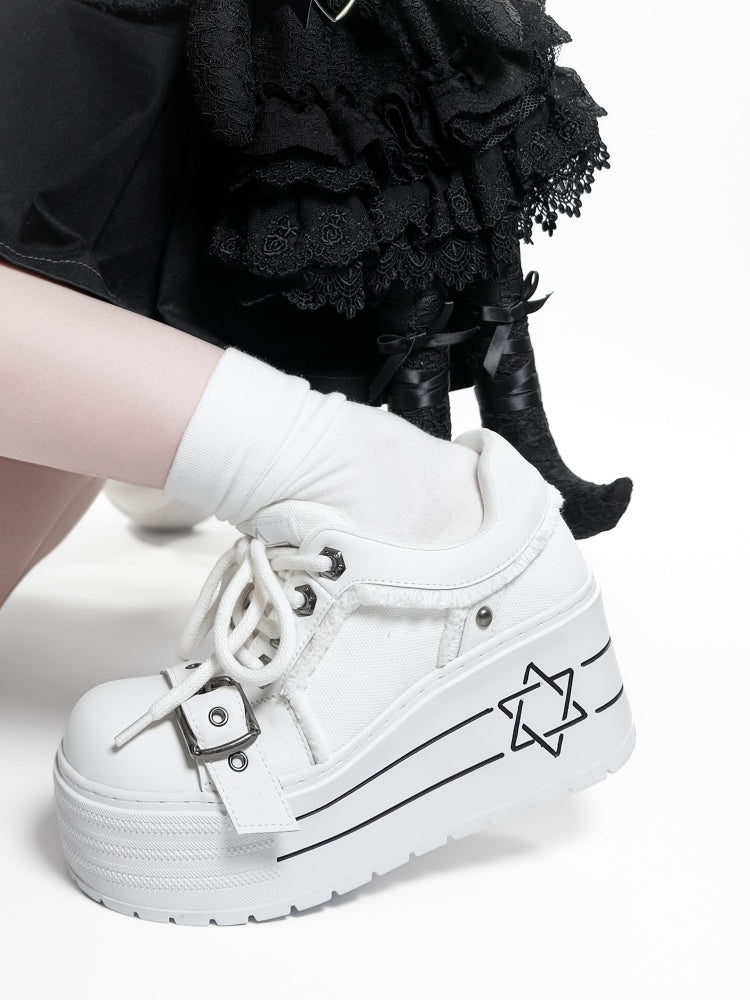 Satan's Contract Low-Top Version Subculture Girl's Platform Canvas Shoes【s0000014309】