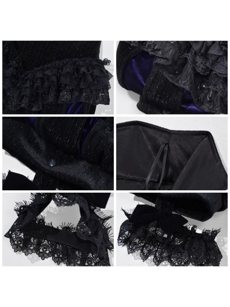 Day Of Mourning Gothic Velvet Lace Culottes Gorgeous Pumpkin Pants Halloween【s0000014311】