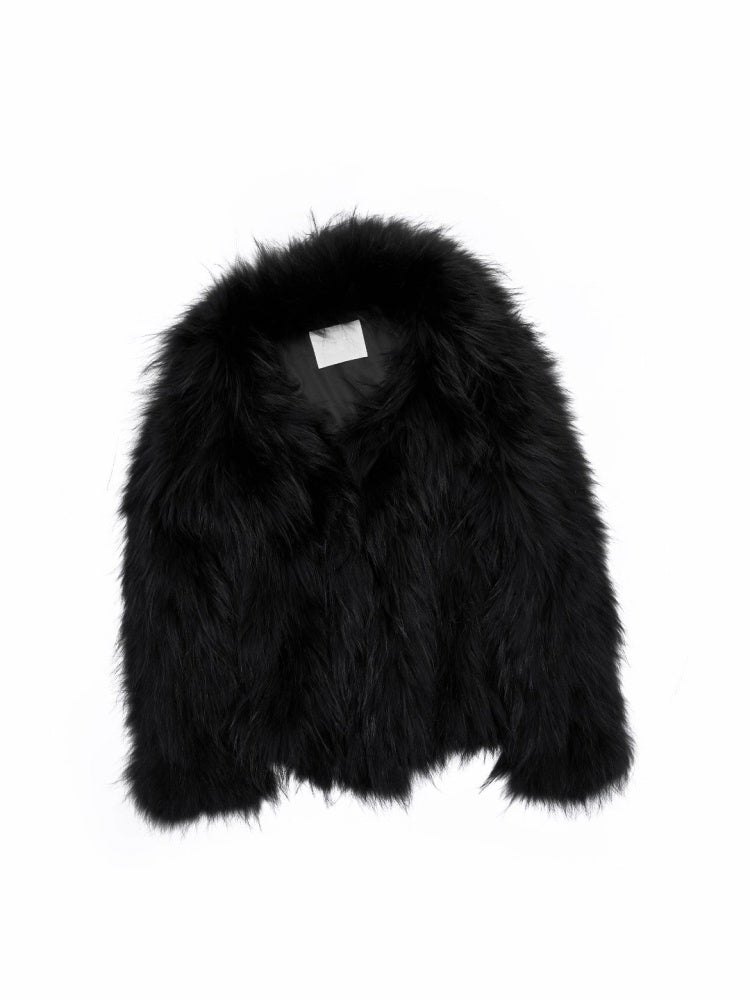 Heavy Industry Raccoon Wool Knitted Suit Large Lapel Fur Lazy Warm Jacket【s0000014564】