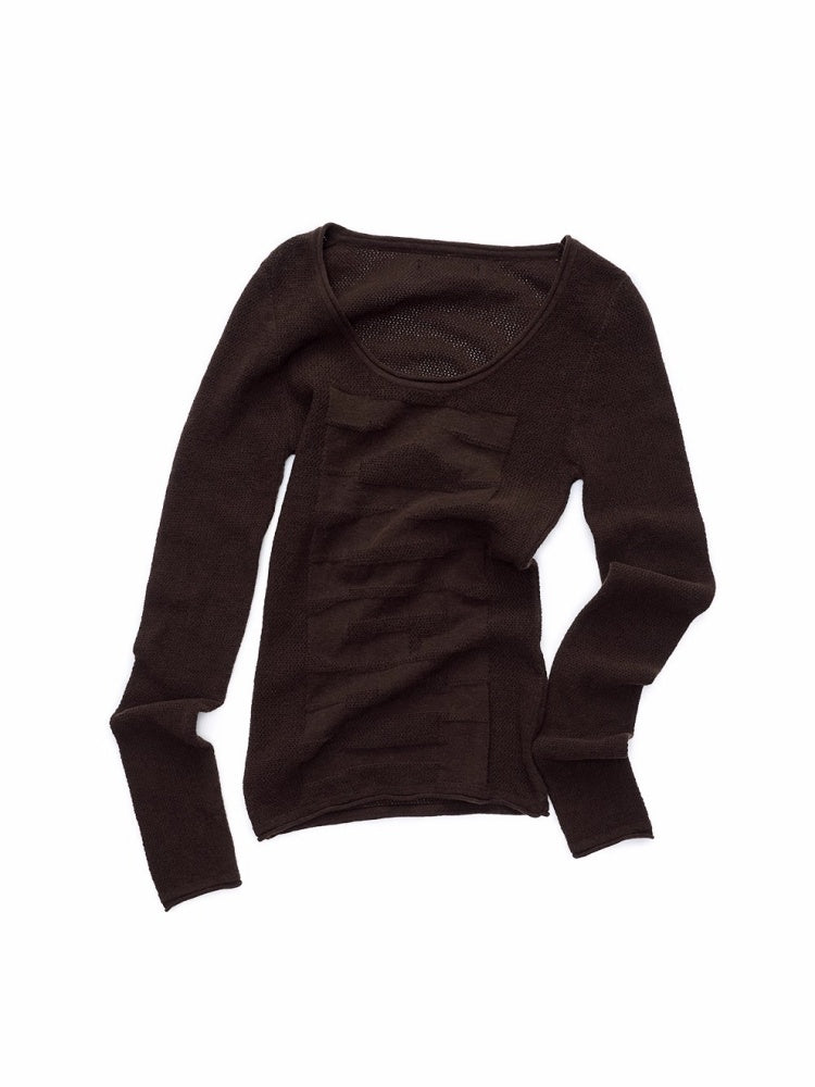 Knight Wool Jacquard Openwork Knit Base Bottoming Round Neck Slimming Top【s0000014565】