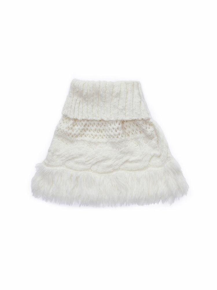 Vintage Solid Color Turtle Neck Knit Blouse Openwork Cable Tassel Design Cape【s0000014587】