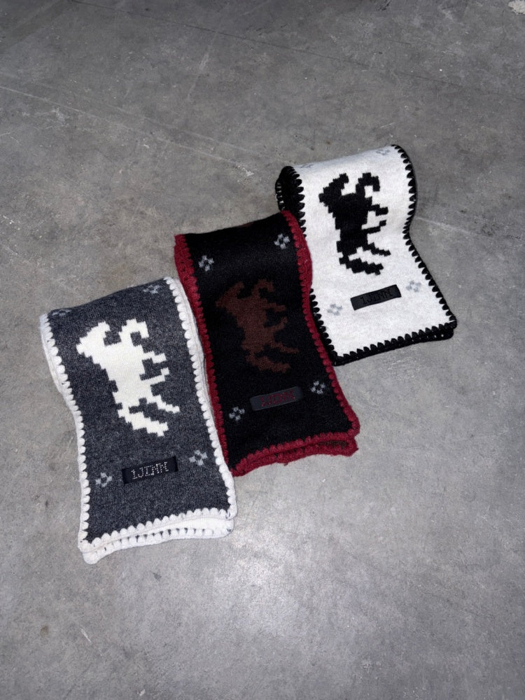 Fair Island Vintage Pony Jacquard Knitted Small Warm Versatile Scarf【s0000014594】