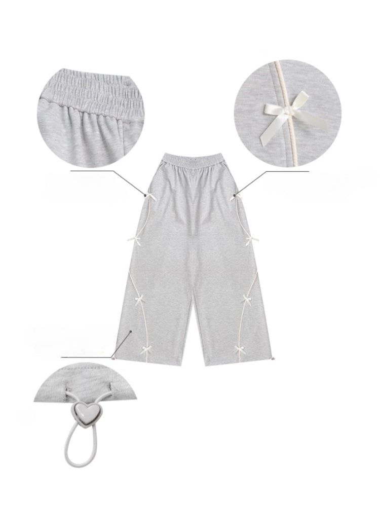American Design High-Waisted Slimming Bow Wide-Leg Sweat Pants【s0000014778】