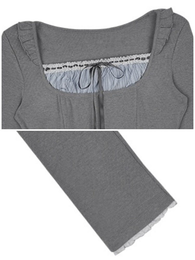 Sweet Pure Desire Fake Two-Piece Striped Long-Sleeved T-Shirt【s0000014796】