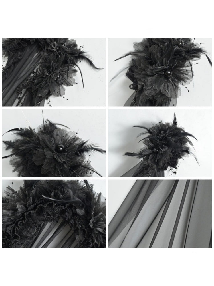 Castle Thriller Gothic Flower Ghost Bride Dark Veil【s0000014815】