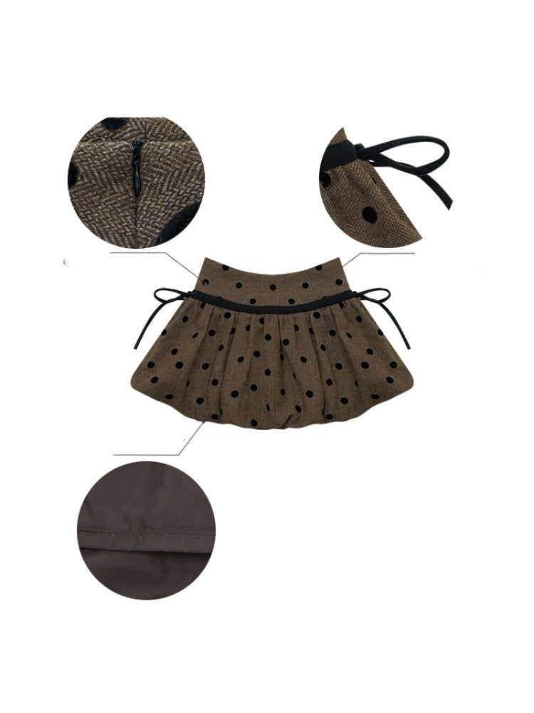 High Waist Slimming Pocket Polka Dot Skirt【s0000015249】