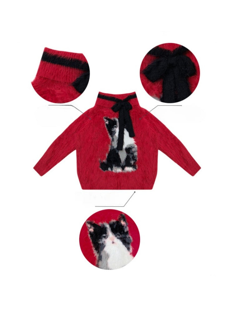 ''Leave My Arrogance Away''Cat Pattern Battle Robe Sweater【s0000015282】