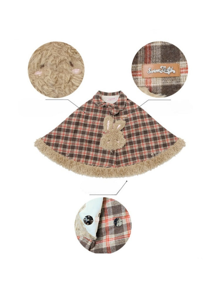 Fairy Tale Adventure Rabbit Plaid Plush Cloak Shawl Jacket【s0000015292】