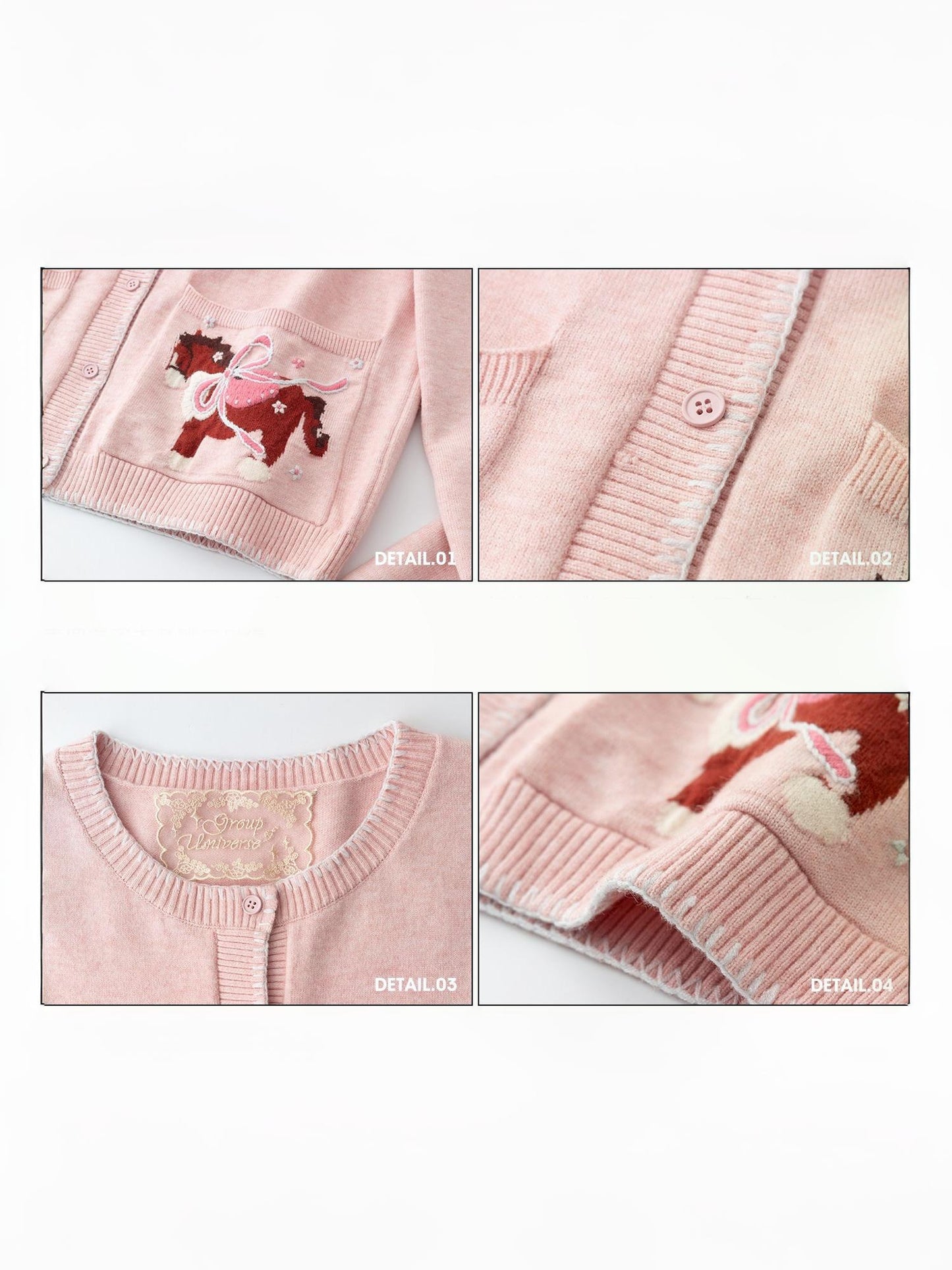 Amusement Park Happy Pony Baby Powder Embroidered Cardigan【s0000015343】