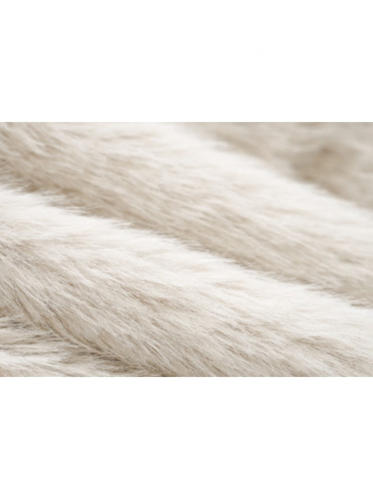 Warm Bear Sailor Collar Eco-Friendly Fur Padded Long Jacket With Bow Tie【s0000015358】