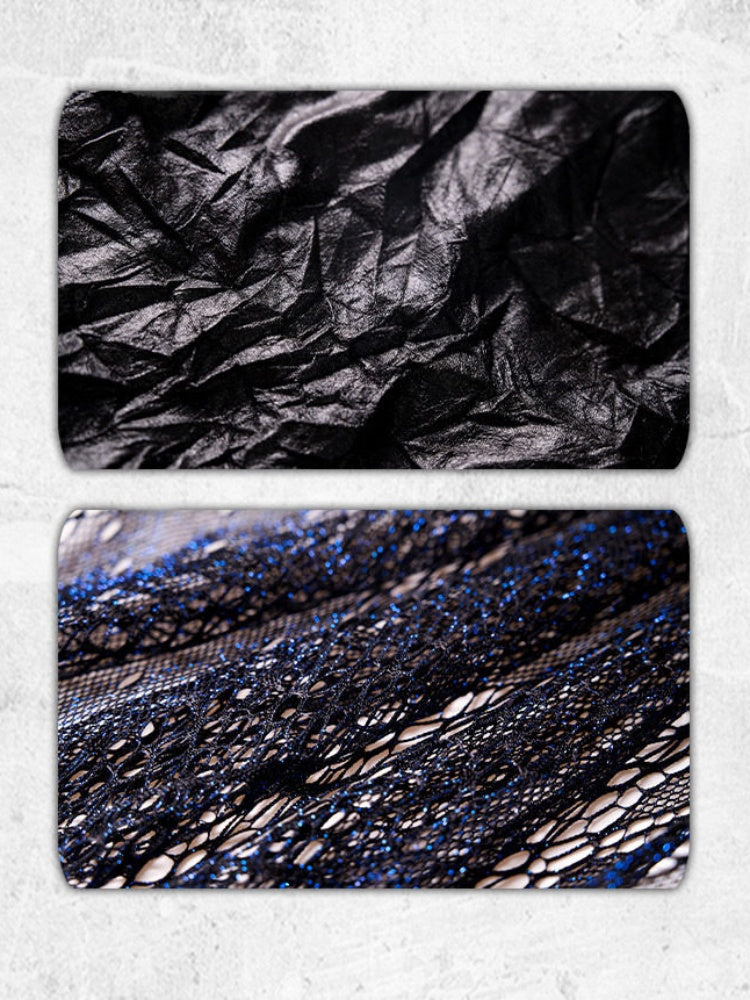 Spice Rock Rivet Wrinkled Glitter Pleated Thin Jacket【s0000015479】