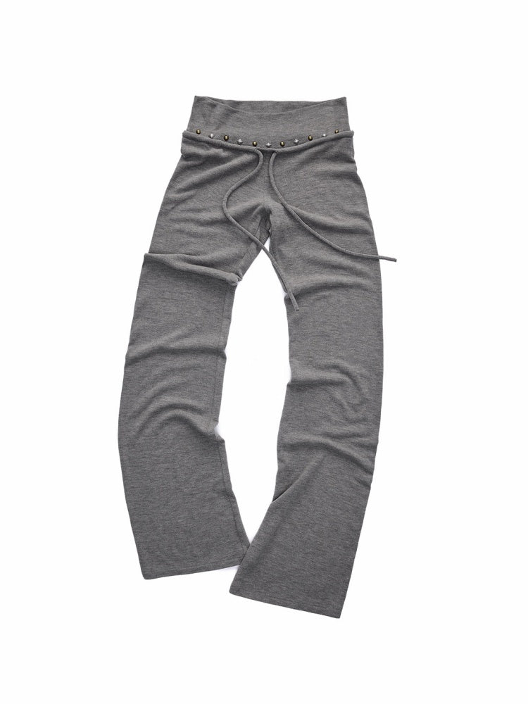 Rivet Fur Collar Bat Sleeve Hooded Sweatshirt Drawstring Bootcut Casual Pants Set【s0000015500】