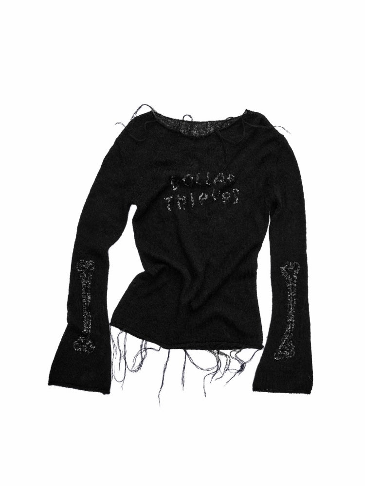 Mohair Beaded Embroidered Slightly Sheer Blouse【s0000015503】