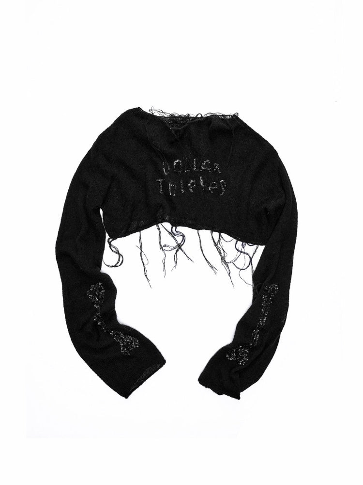 Mohair Beaded Embroidered Slightly Sheer Blouse【s0000015503】