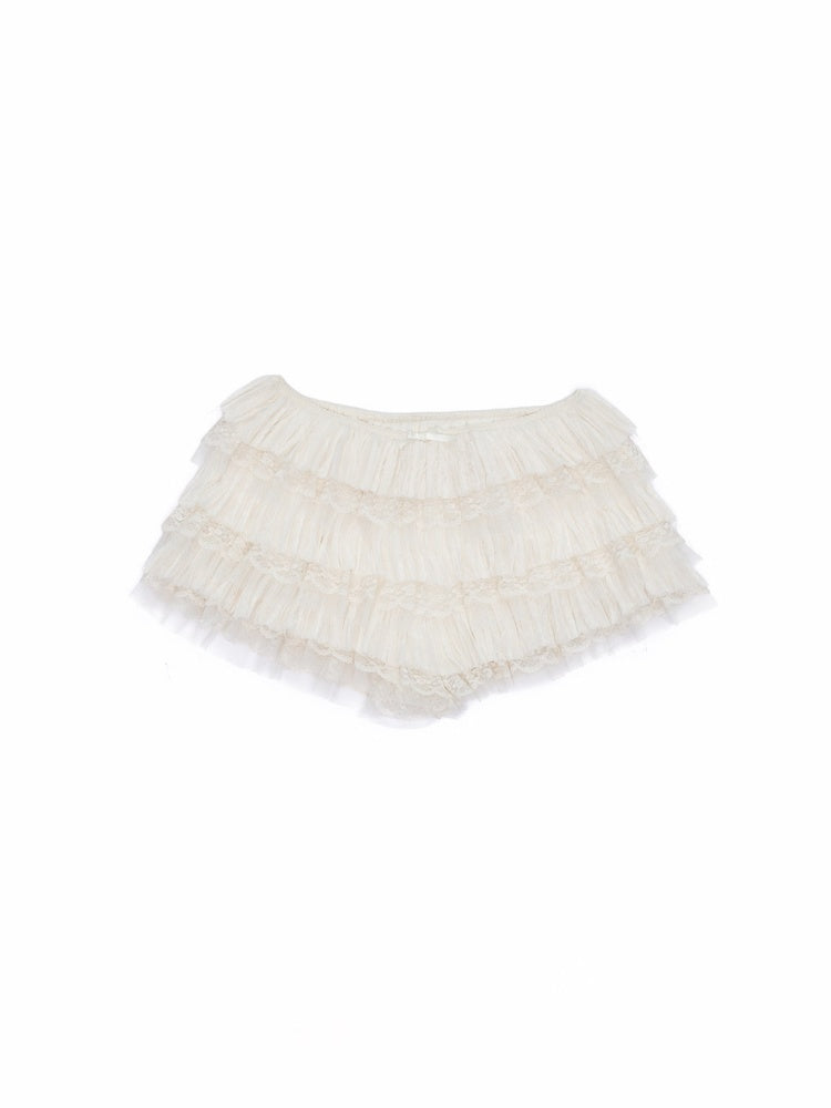 Chiffon Lace Multi-Layer Low-Rise Cake Puffy Shorts【s0000015508】
