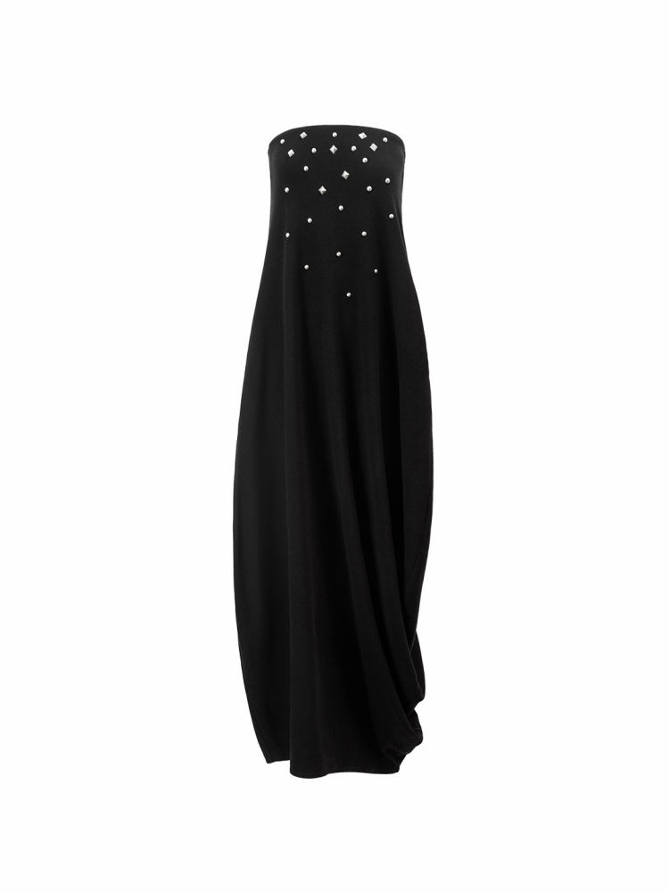 Rivet Bud Bandeau Long Skirt Drape Sleeveless Dress【s0000015509】