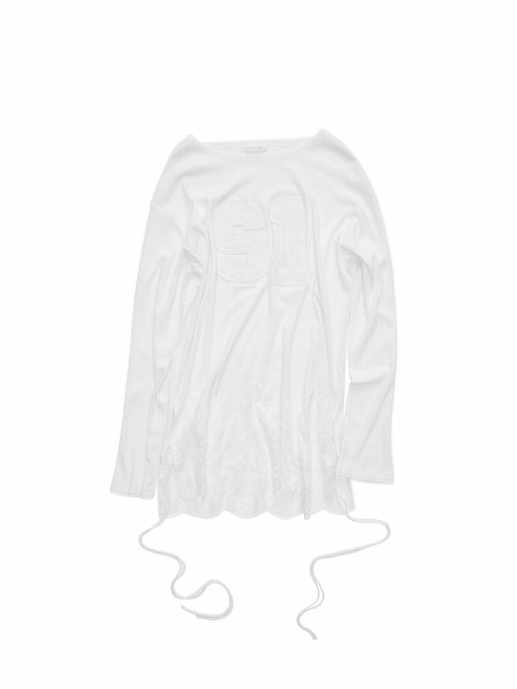 Applique Embroidered Hem Lace Paneled T-Shirt【s0000015644】