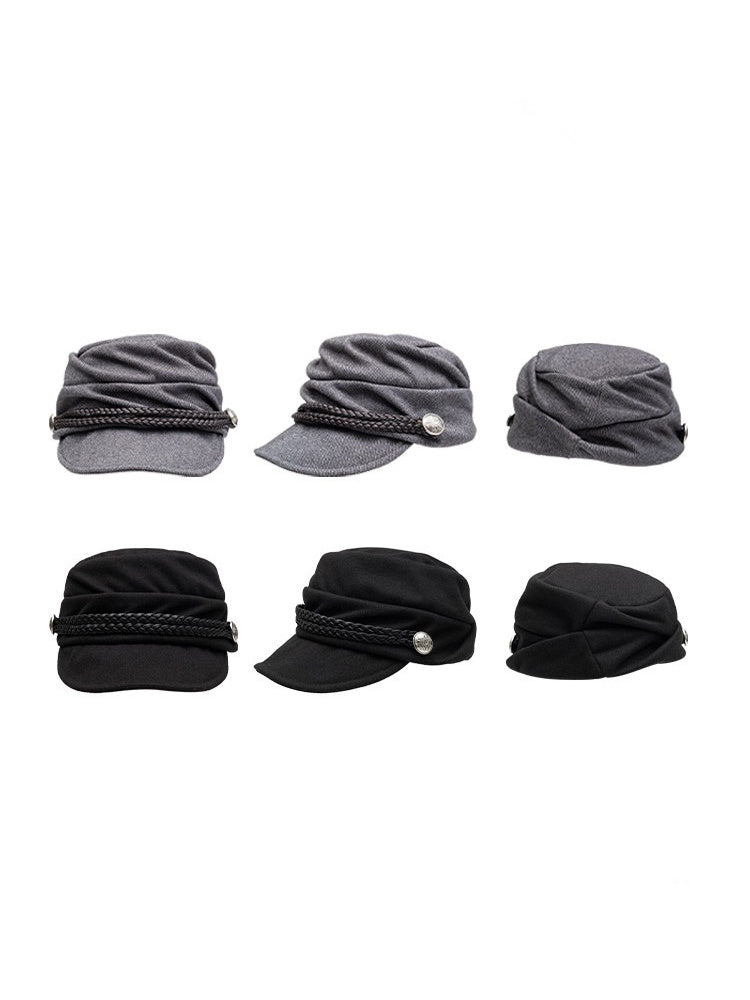 Court Style 3D Pleated Braided Belt Pile Hat【s0000015647】