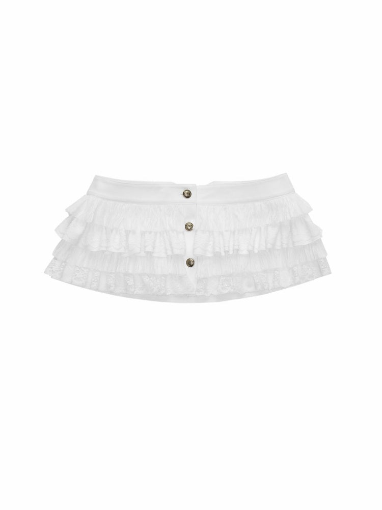 Metal Buckle Chiffon Lace Multi-Layer Puffy Cake Skirt【s0000015650】