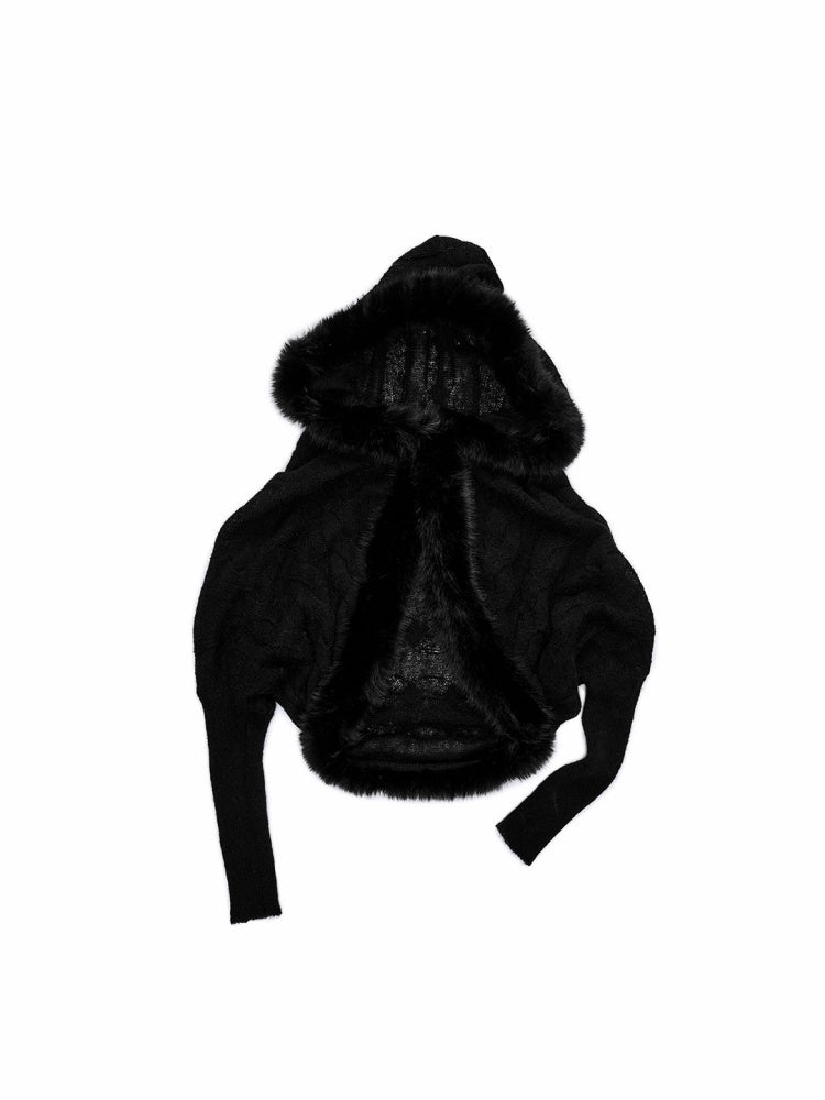 Mohair Patchwork Wool Collar Pocket Knitted Jacket【s0000015658】