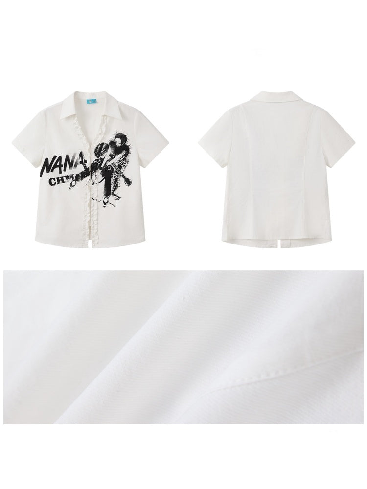 Chemical Girl × NANA Collaboration Character Print V-neck Short-Sleeved Shirt【s0000016028】