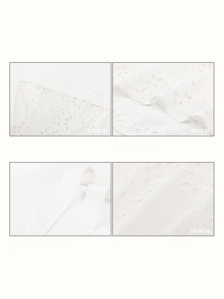 Elegant Eyelet Embroidery Irregular Skirt Dress【s0000016031】