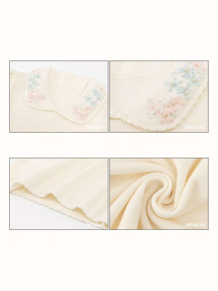 Handmade Flower Embroidered knitted Tops【s0000016040】