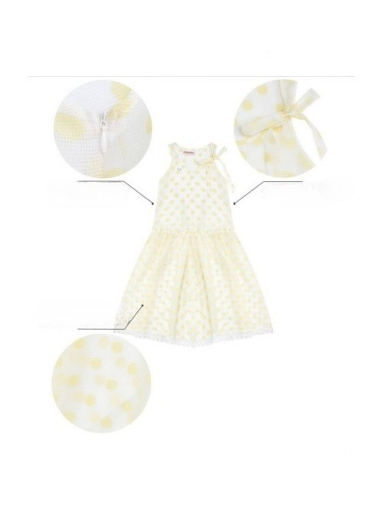 Polka Dot Mesh Semi-Transparent Layered Camisole Dress Yellow【s0000016167】