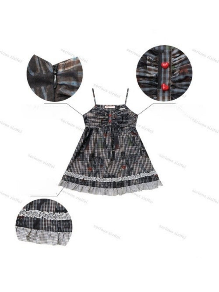 Plaid Lace Hem Camisole Dress【s0000016329】