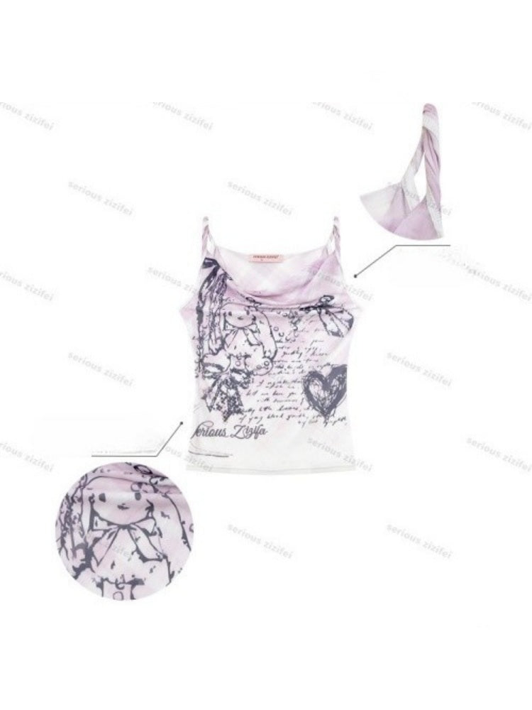 Hand-Drawn Rabbit Print Camisole【s0000016352】