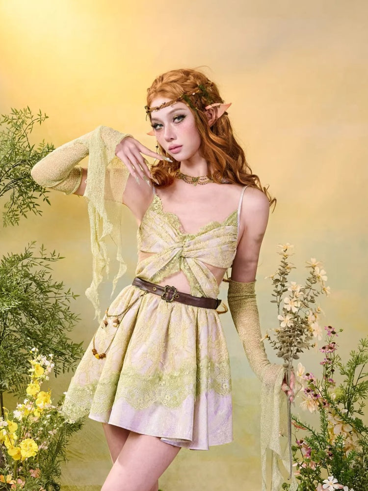 Forest Elf Style Lace Butterfly Romantic Camisole Dress【s0000016450】 M / Dress【presale】
