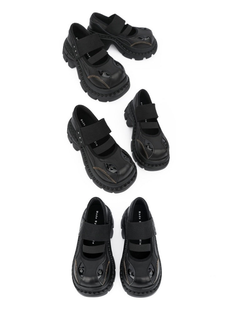 Zigzag Stitching Chunky Platform Mary Jane Shoes【s0000016456】