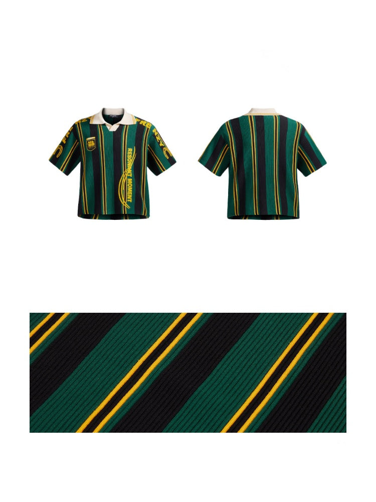 Vintage Jersey Style Athleisure Texture Knitted Short Sleeve Polo Shirt【s0000016460】