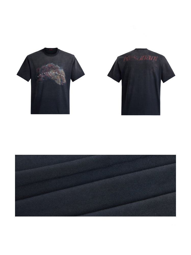 Vintage Style Distressed Finish Color Print Short Sleeve T-shirt【s0000016467】