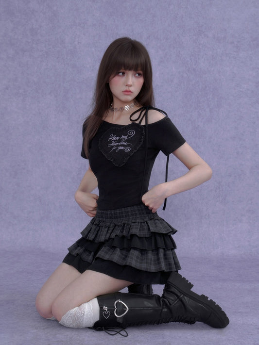 Plaid Tiered Waist-Cinching Cake Skirt【s0000016759】