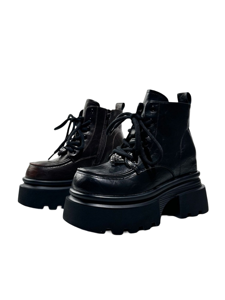British Style Vintage Chunky Platform Lace-Up Ankle Boots【s0000016768】