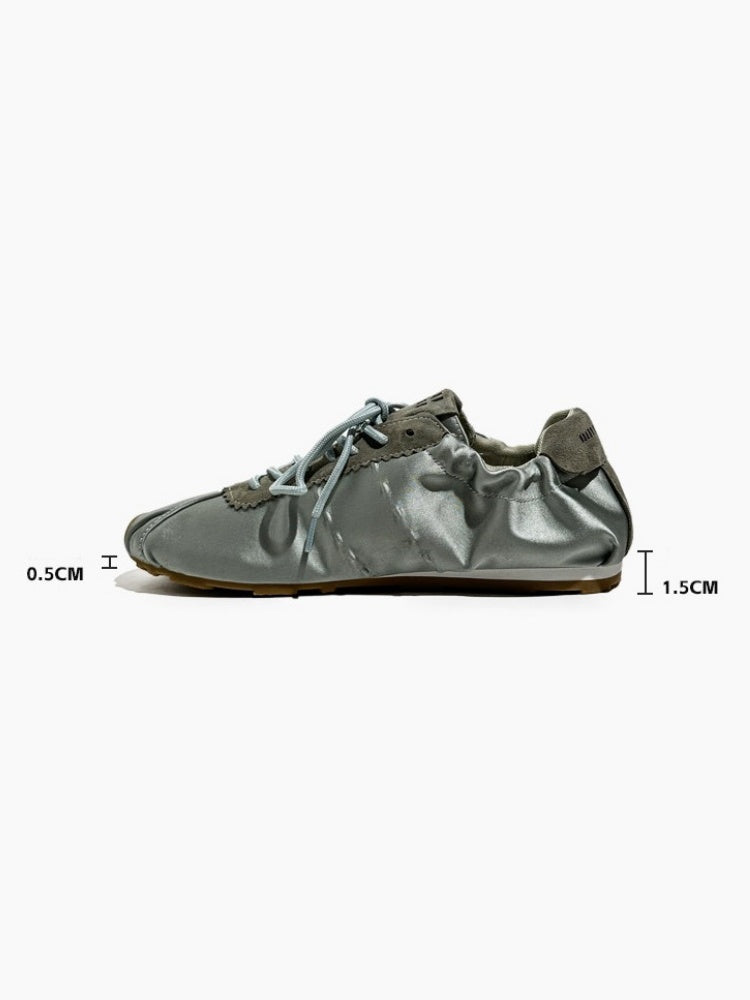 Leather Satin Lace-Up Ballet Shoes【s0000016787】