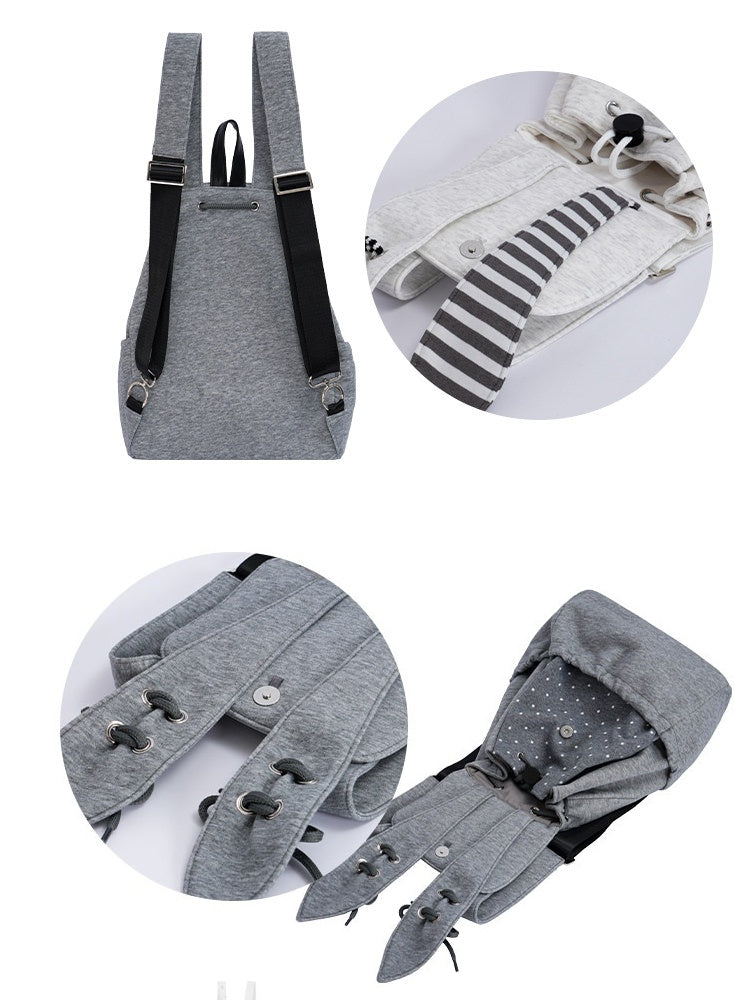Rabbit Ears Cute School Backpack Gray/White【s0000016804】