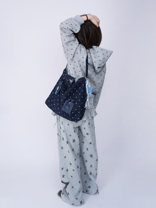 Denim One Shoulder Crossbody Large Capacity Bag【s0000016805】