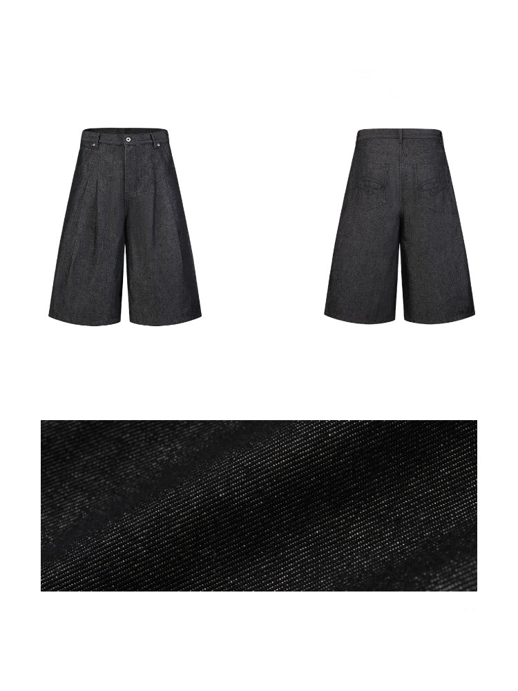 Heavy Duty Denim Cropped Pleated Street Loose Shorts Pants【s0000016810】