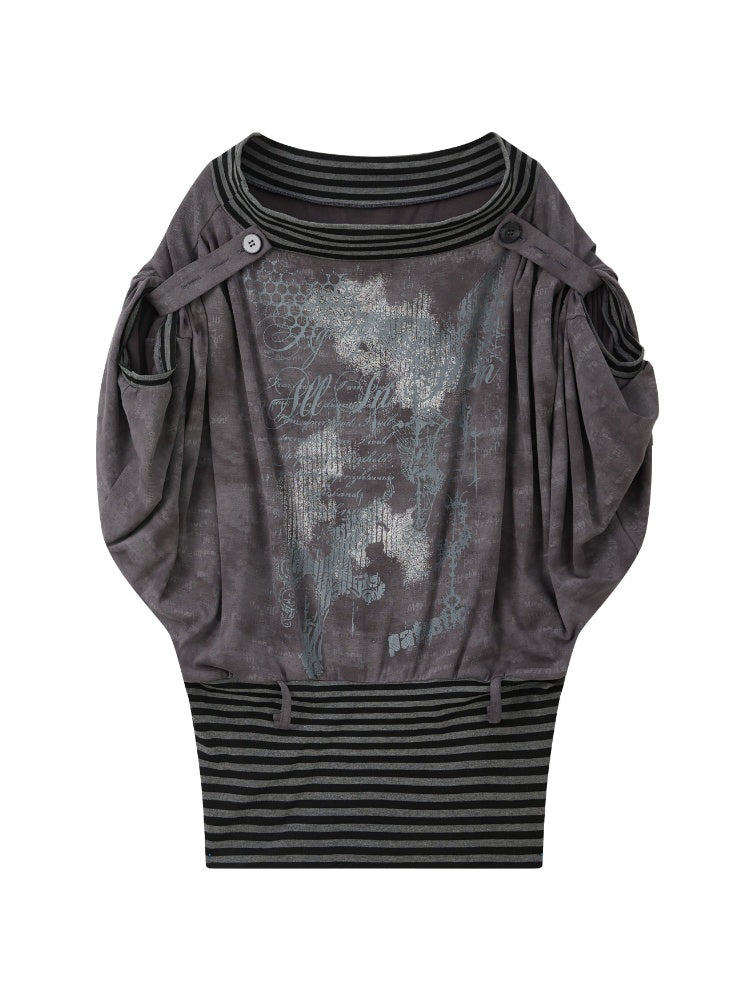 Slanted One-Shoulder Batwing Sleeve Blouse【s0000017052】